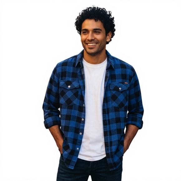 Woodland Other - WOODLAND Mens Vintage Blue Plaid Flannel Shirt Shacket Size XL vintage flannel